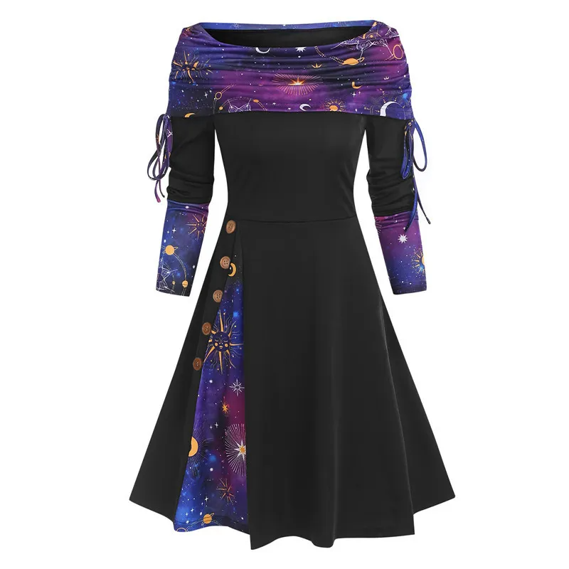 Autumn And Winter Fashion Women Shoulder Long Sleeve Dress