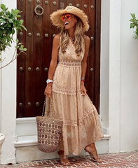 Bohemian Women Fashion V-Neck Chiffon Maxi Dress