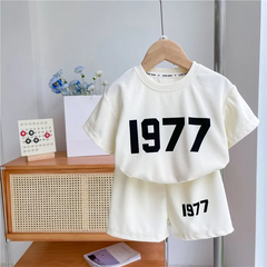 Kids Toddler Big Boys Girls Fashion Casual Digital Short Sleeve Round Neck T-Shirt Shorts Sets