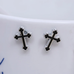 12pairs/Set Easter Creative Cross Shape Magnet Design Alloy Clip Earrings Set