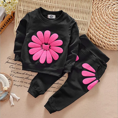 Kids Toddler Girls Spring Autumn Leisure Sports Floral Long Sleeve Sweatshirts Pants Sets