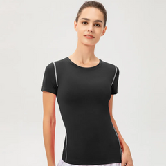 Women'S Tight Sports Fitness Sweat-Wicking Quick-Drying Short-Sleeved T-Shirt