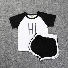 2 Pcs Set Kids Boy Girl Patchwork T-Shirts Ans Shorts Set