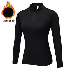 Winter Fleece Women'S Fitness Running Long Sleeve Stretch Tight Stand Collar Sports Top