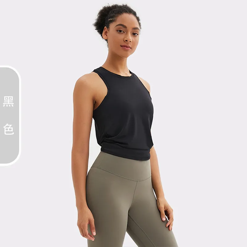 Women Summer Loose Sleeveless Sports Yoga Solid Color Top