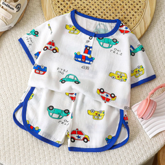 Children Kids Baby Fashion Girls Boys Casual Basic Short Sleeve Cartoon Print Short Sleeve T-Shirt And Shorts 2pcs Set