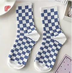 5 Pairs/Dozen Women Cute Blue Series Bear Printed Cotton Socks