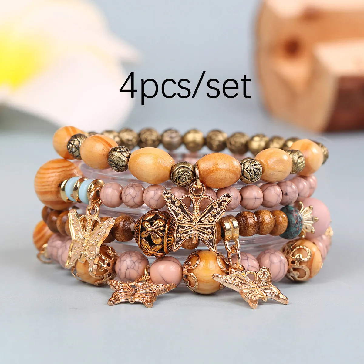 Bohemian Vintage Beaded Butterfly Multilayer Bracelet