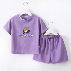 Kids Toddler Big Boys Girls Casual Cute Cartoon Bear Letters Print Short Sleeve Round Neck T-Shirt Shorts Set