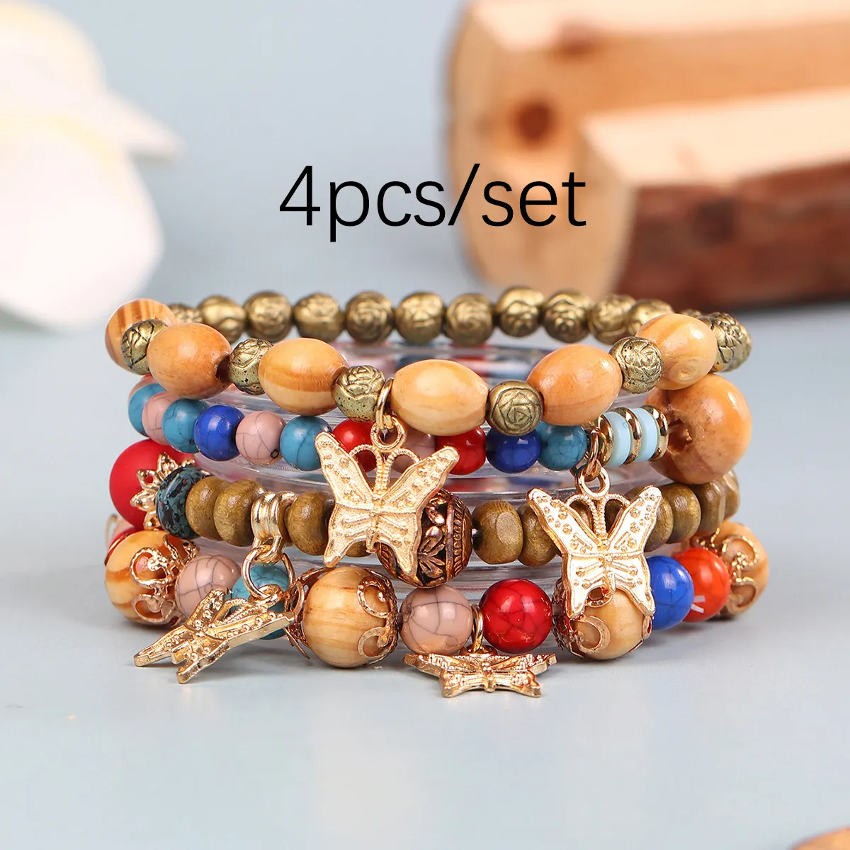 Bohemian Vintage Beaded Butterfly Multilayer Bracelet