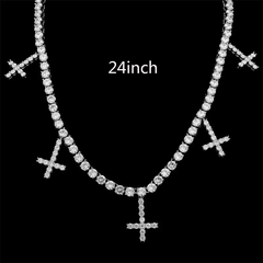 24inch Hip Hop Style Cross Pendant Zircon Decorate Necklace