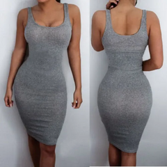 Women Basic Sleeveless Solid Color Bodycon Dress