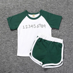 2 Pcs Set Kids Boy Girl Patchwork T-Shirts Ans Shorts Set