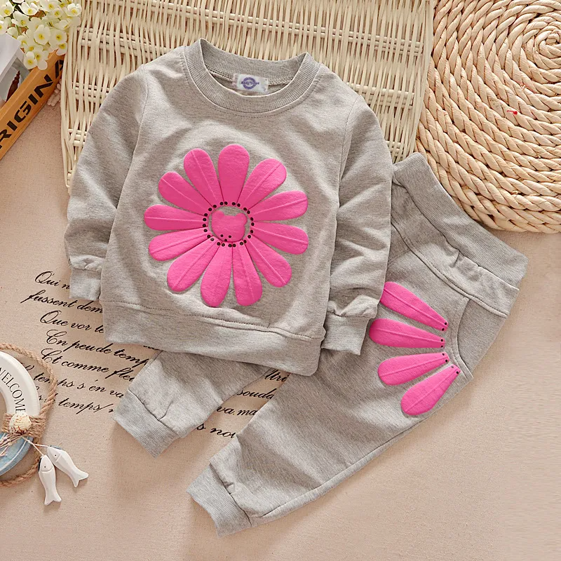 Kids Toddler Girls Spring Autumn Leisure Sports Floral Long Sleeve Sweatshirts Pants Sets