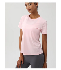 Summer Women Loose Elastic Sports Yoga Short-Sleeved T-Shirt