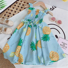 Girls Cute Stringy Selvedge Elastic Camisole And Fruit Design Skirt