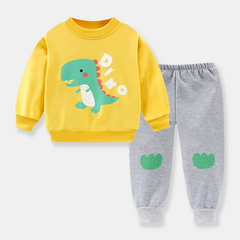 Kids Toddler Boys Girls Fashion Casual Cute Cartoon Pattern Long Sleeve Round Neck Sweatshirts Trousers Sets