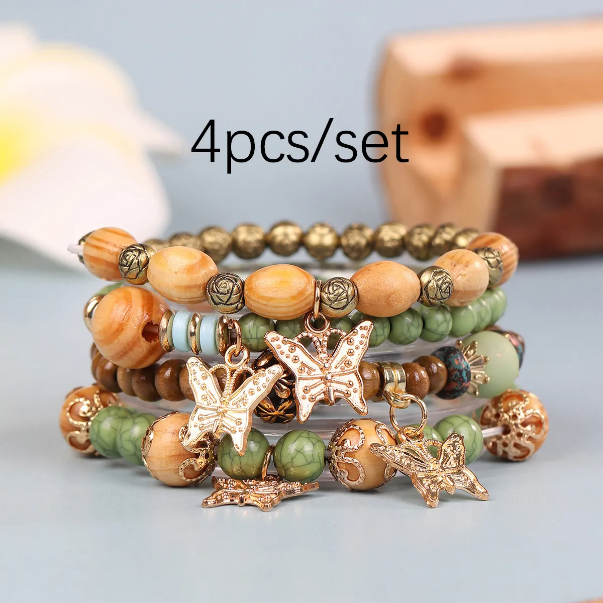 Bohemian Vintage Beaded Butterfly Multilayer Bracelet