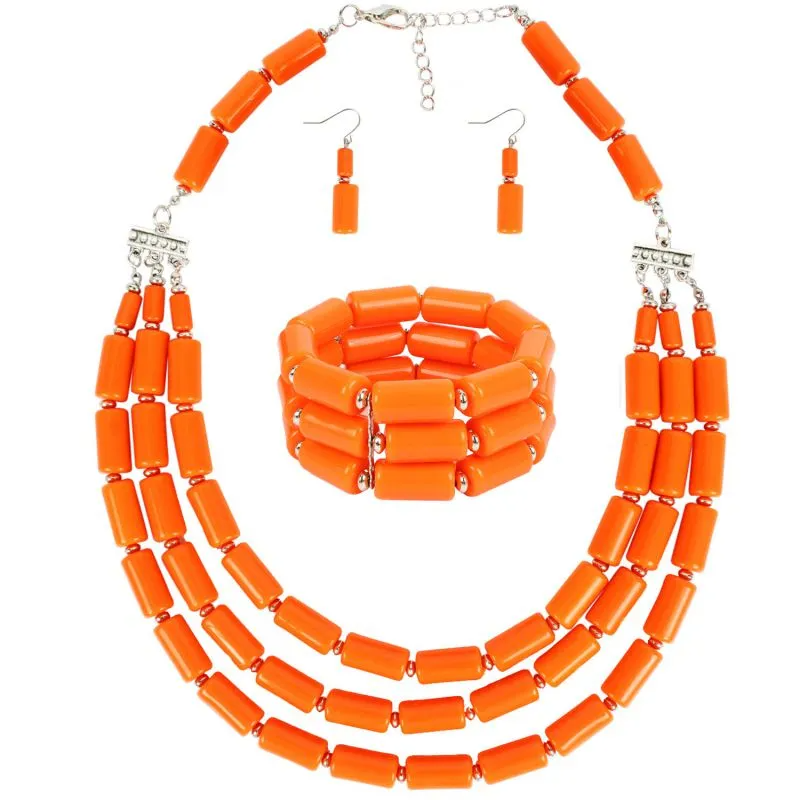 Bright Color Unique Ethnic Style Women Beaded Necklace Bracelet Set