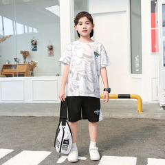 Children Kids Baby Fashion Girls Boys Short Sleeve Print T-Shirt And Shorts Sports 2pcs Set