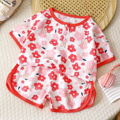 Children Kids Baby Fashion Girls Boys Casual Basic Short Sleeve Cartoon Print Short Sleeve T-Shirt And Shorts 2pcs Set