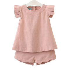 Kids New Arrival Fashion Loose Solid Color Tank Tops And Shorts 2Pcs Set