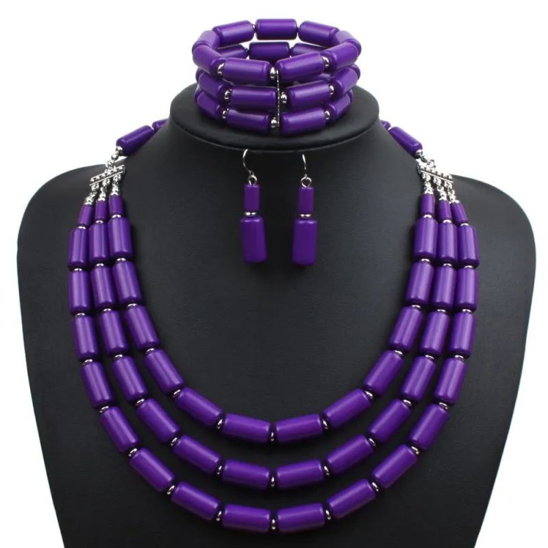 Bright Color Unique Ethnic Style Women Beaded Necklace Bracelet Set