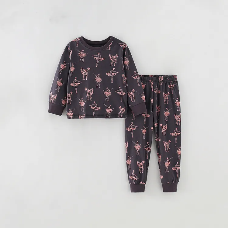 Girls Fashion Cartoon Print Long-Sleeves Tops And Pants Two Pieces Set