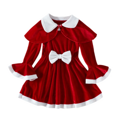 Christmas Children Kids Toddler Girls Lapel Vest Trumpet And Dress 2pcs Set