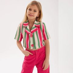 Kids Toddler Girls Fashion Stripe Shirt And Solid Color Mopping Pants Two-Piece Set