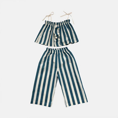 Children Kids Baby Fashion Girls Casual Basic Sleeveless Stripe Print Tops And Loose Pants 2pcs Set