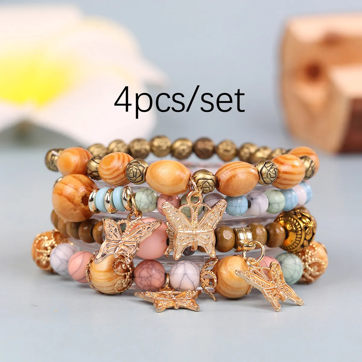 Bohemian Vintage Beaded Butterfly Multilayer Bracelet