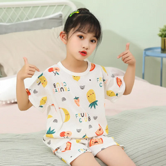 Children Kids Baby Fashion Girls Casual Basic Short Sleeve Cartoon Print T-Shirt And Shorts 2pcs Set