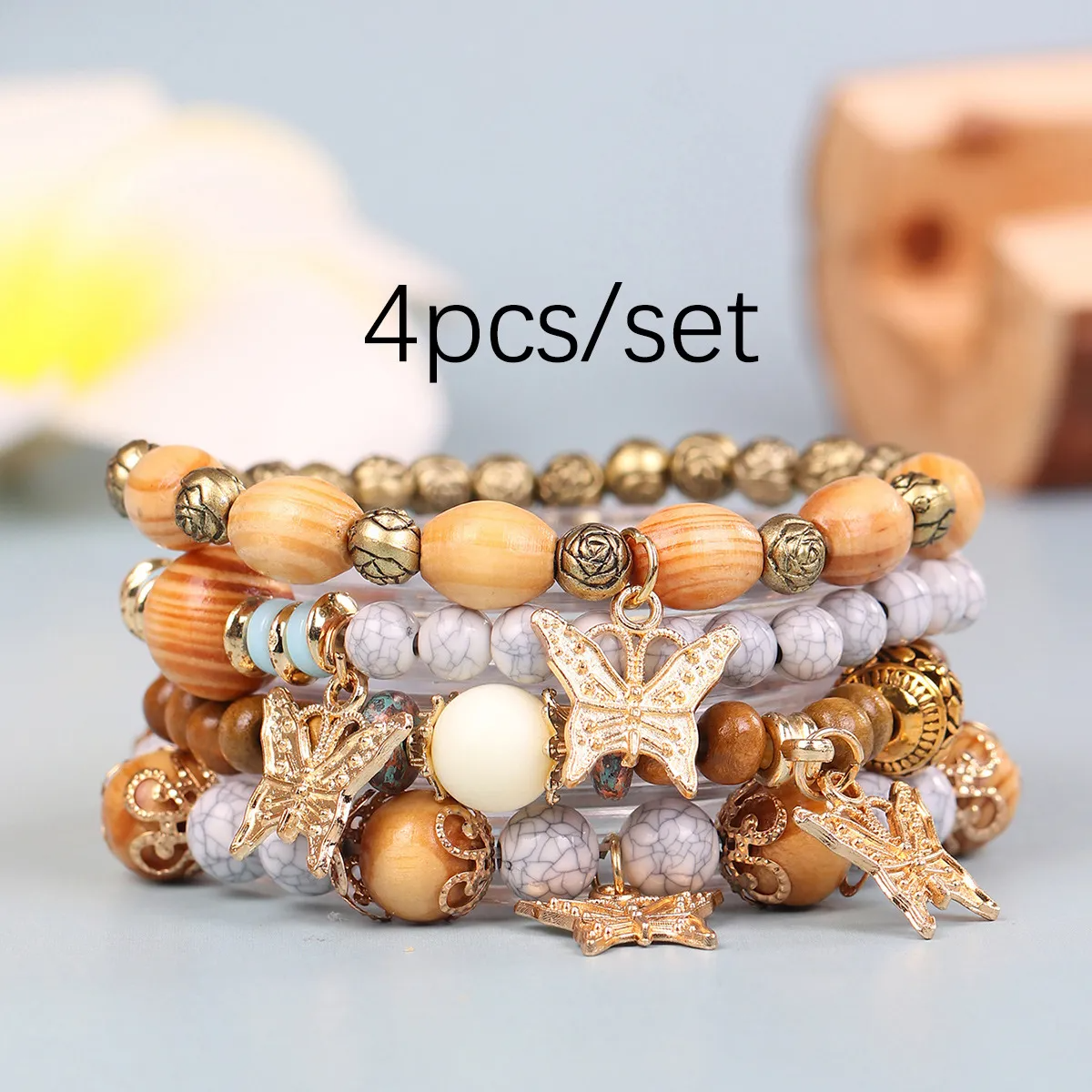 Bohemian Vintage Beaded Butterfly Multilayer Bracelet