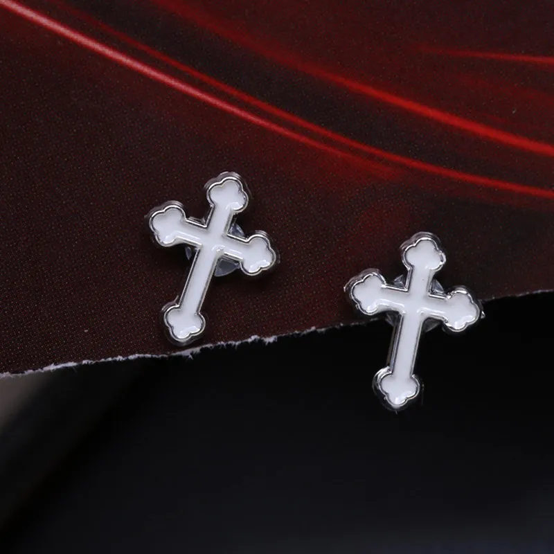 12pairs/Set Easter Creative Cross Shape Magnet Design Alloy Clip Earrings Set