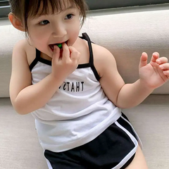 2pcs/Set Girls Casual Suspenders Shorts Set