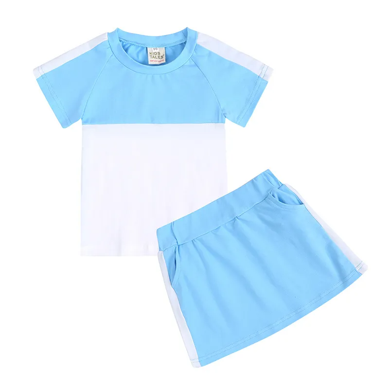 Children Kids Toddlers Girls Boys Short Sleeve Color Blocking T-Shirt And Short 2pcs Set