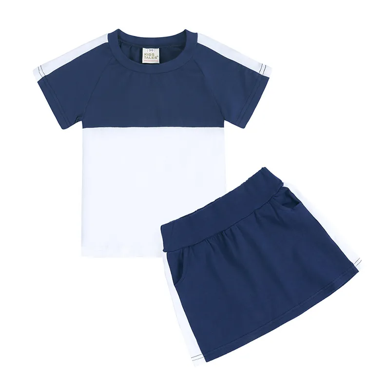 Children Kids Toddlers Girls Boys Short Sleeve Color Blocking T-Shirt And Short 2pcs Set