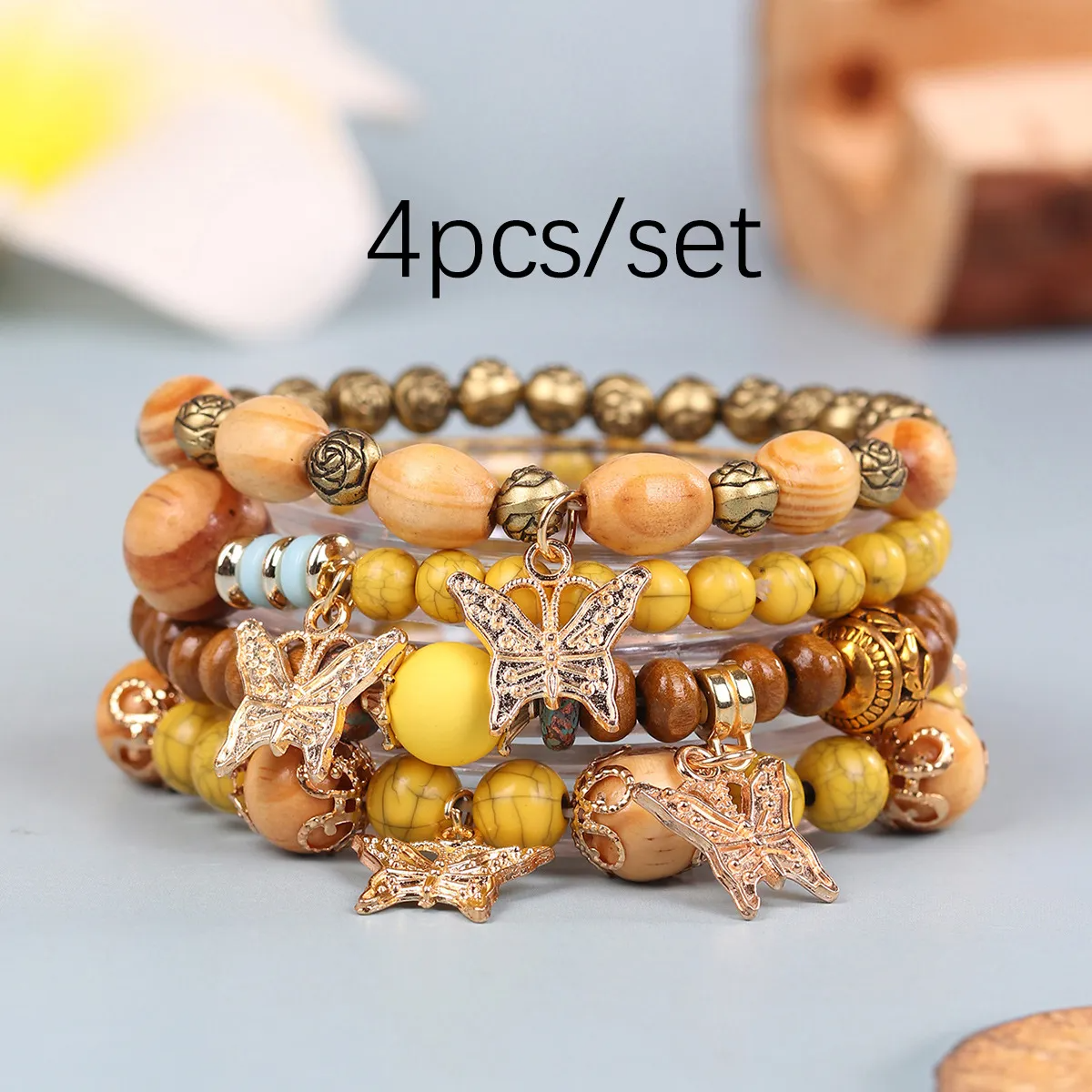 Bohemian Vintage Beaded Butterfly Multilayer Bracelet