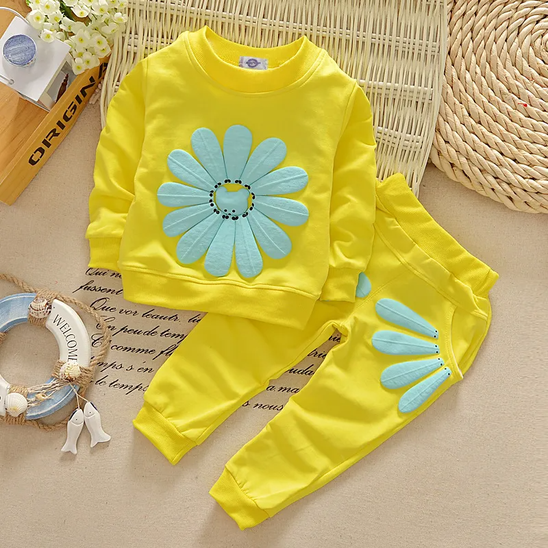 Kids Toddler Girls Spring Autumn Leisure Sports Floral Long Sleeve Sweatshirts Pants Sets