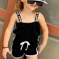 Girls Fashion Letter Pattern Camisole And Shorts Set