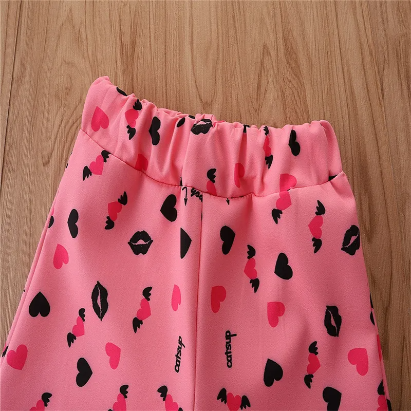 Girls Fashion Solid Color Vest Heart Pattern Waistcoat And Shorts