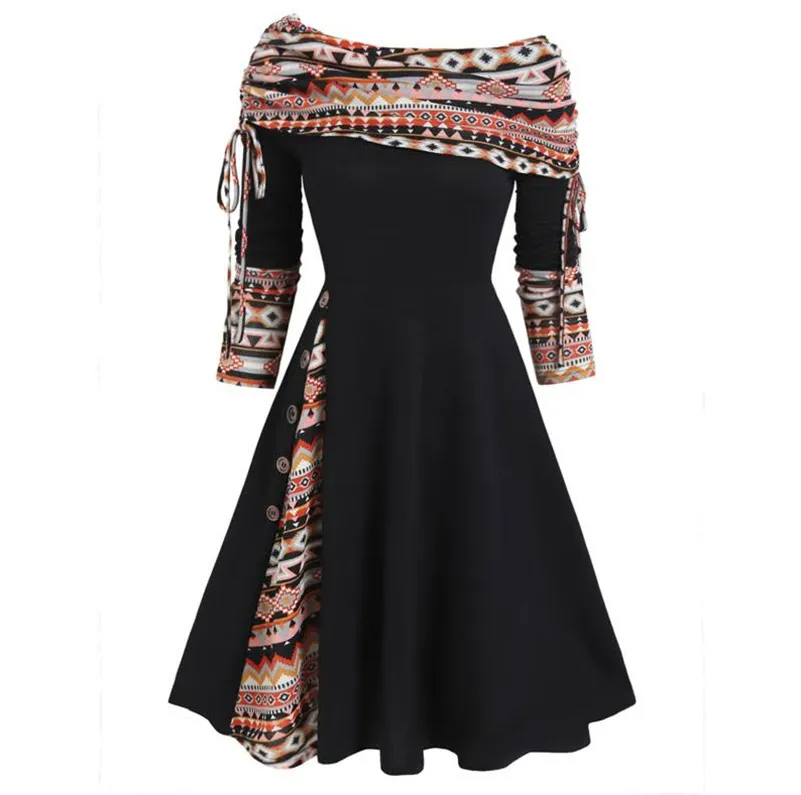 Autumn And Winter Fashion Women Shoulder Long Sleeve Dress