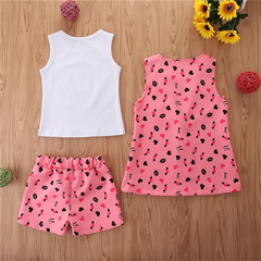 Girls Fashion Solid Color Vest Heart Pattern Waistcoat And Shorts