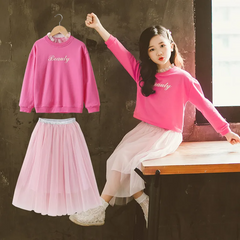 Cute Girl Simple Style Lace Patchwork Sweatshirts And Pink Tutu Skirts