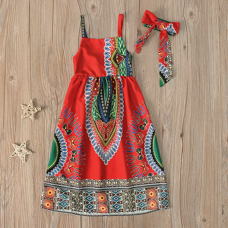 Girls Fashion Bohemian Style Slip Dress With Headband