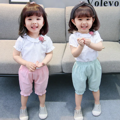 Children Kids Baby Fashion Girls Casual Basic Short Sleeve Flower T-Shirt And Shorts 2pcs Set