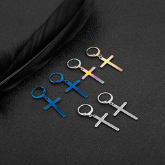 6pcs/Set Hip Hop Style Cross Shape Pendant Earrings