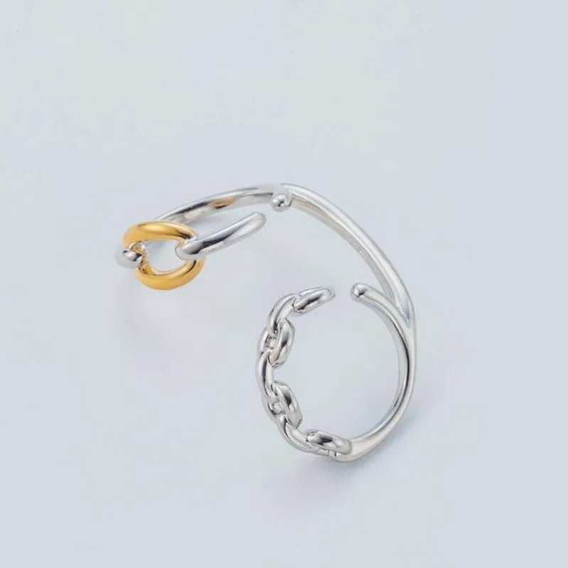 1pc Creative Two-Color Double-Ring Chain Ear Bone Clip