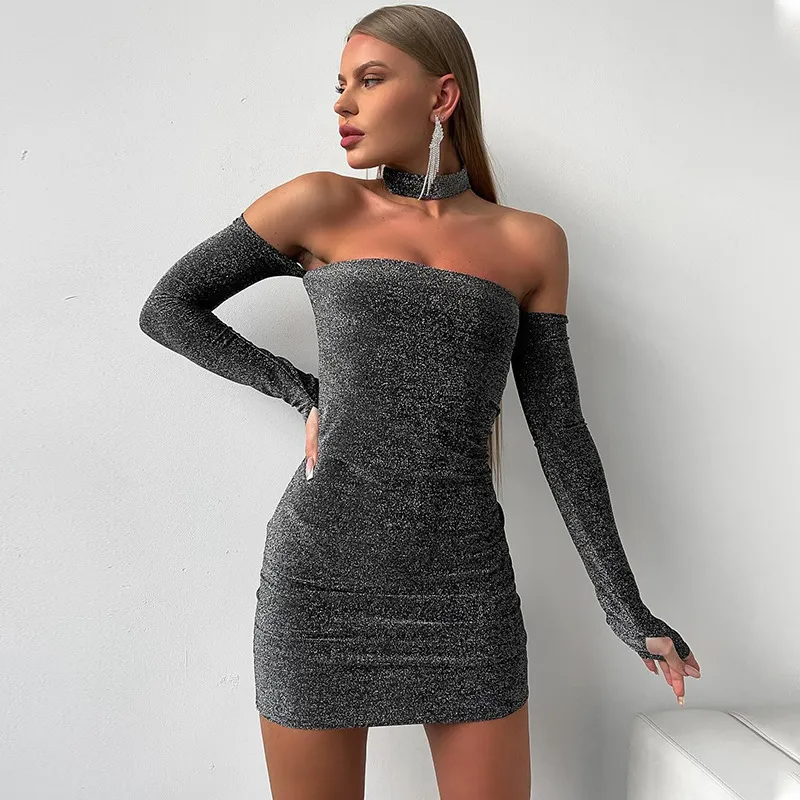 Sexy Off Shoulder Long Sleeve Bodycon Dress